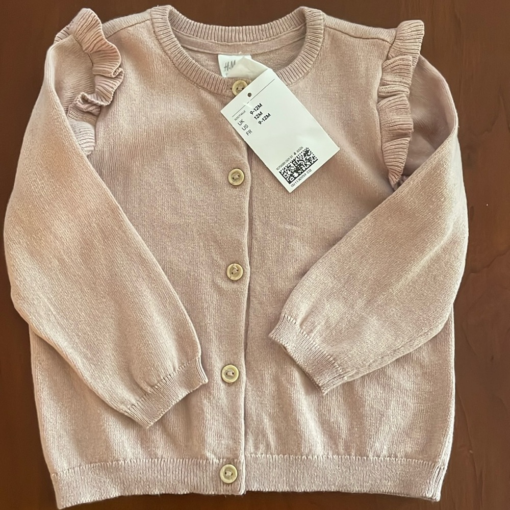 NWT H&M Ruffle Trimmed Cardigan, 9-12m - Picture 1 of 2
